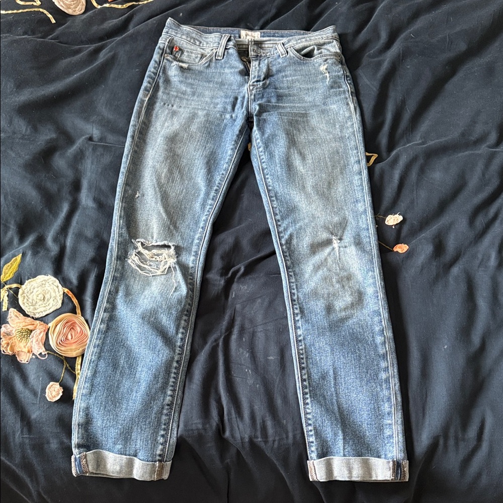 Hudson Jeans Women's Light Blue Distressed Boyfriend Jeans